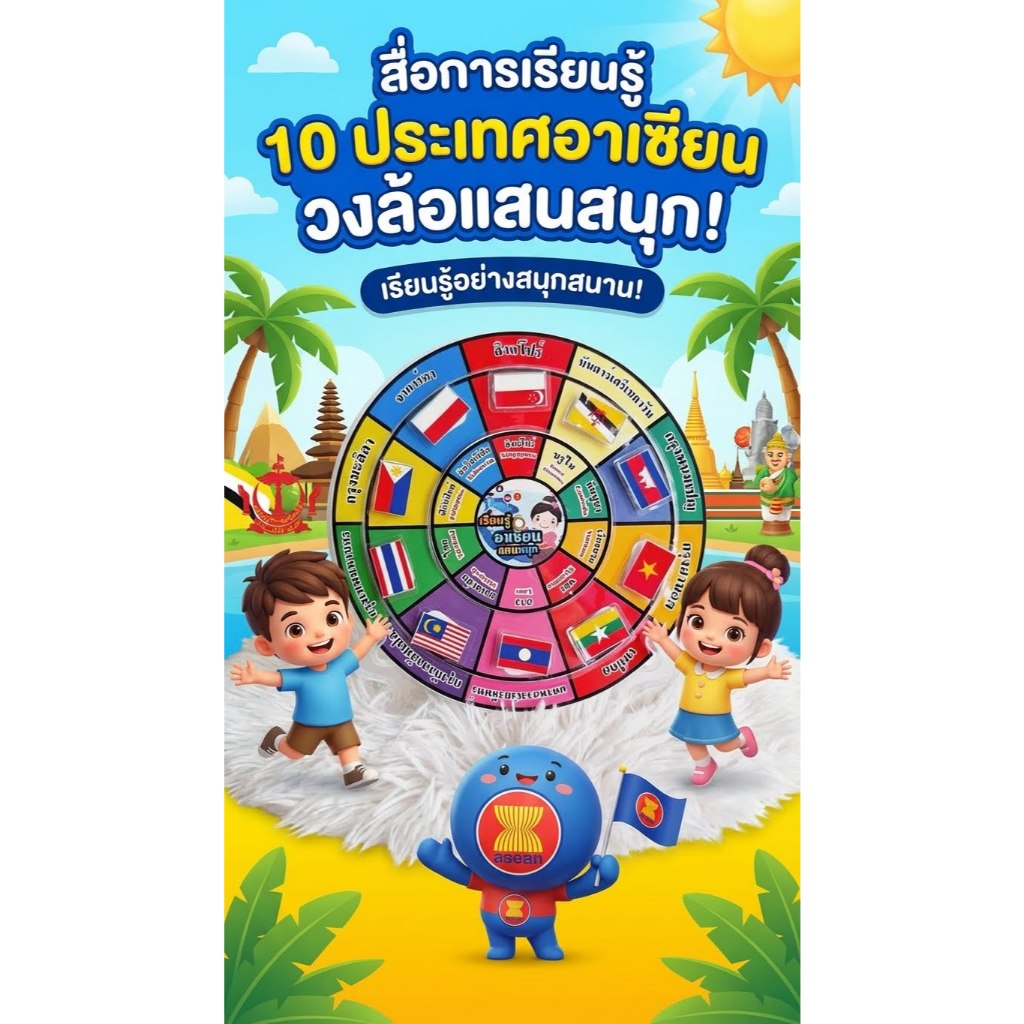 วงล้ออาเซียน  สื่ออาเซียนสื่อการสอนสังคมศึกษา+ตัวติดธง 10 ประเทศ - รูปที่ 3