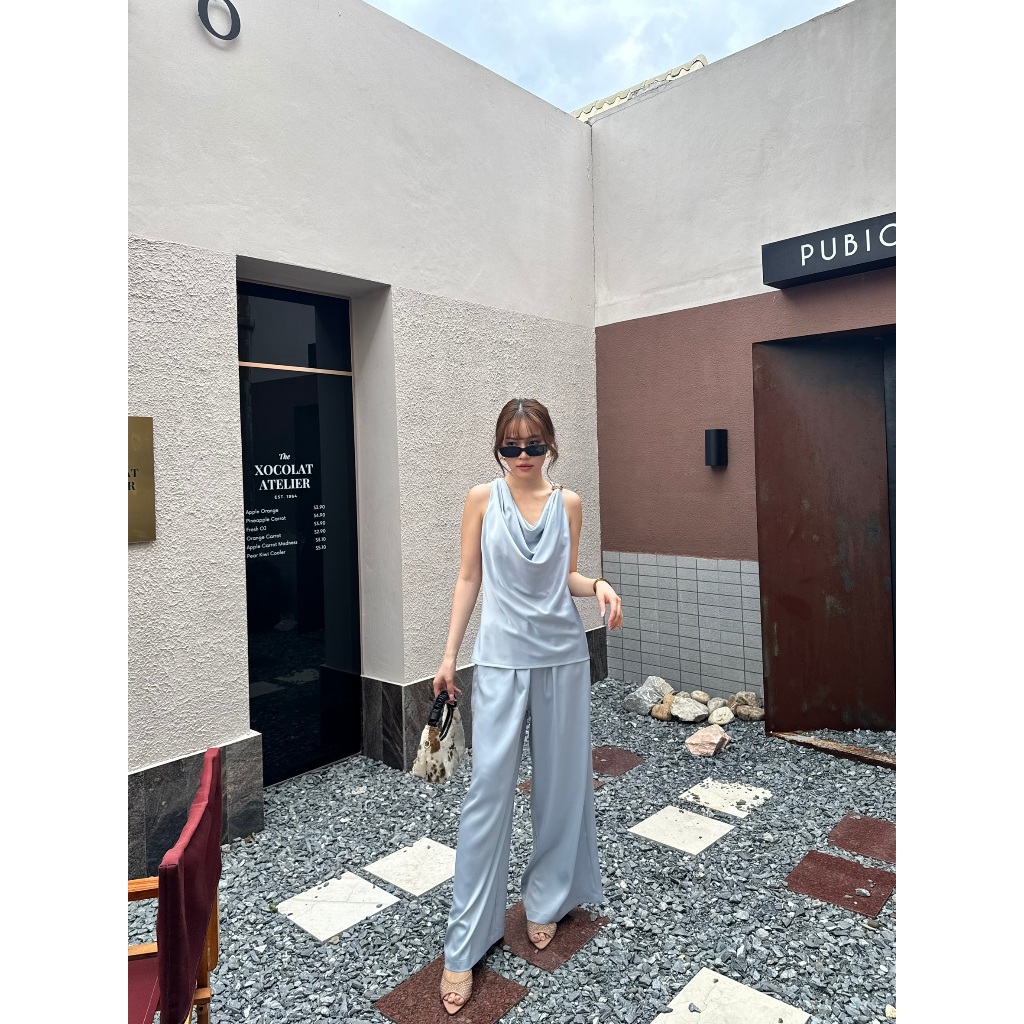 colourblockmatter - Rolanda Set ชุดเซท 2 ชิ้น เสื้อคอถ่วง + กางเกงเอวยืด