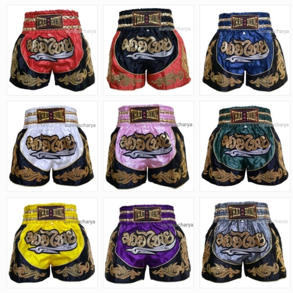 กางเกงมวยไทย Muaythai Boxing Shorts ST2 Men Women Adult กางเกงกีฬา ผู้ใหญ่ มวยสีล้วน