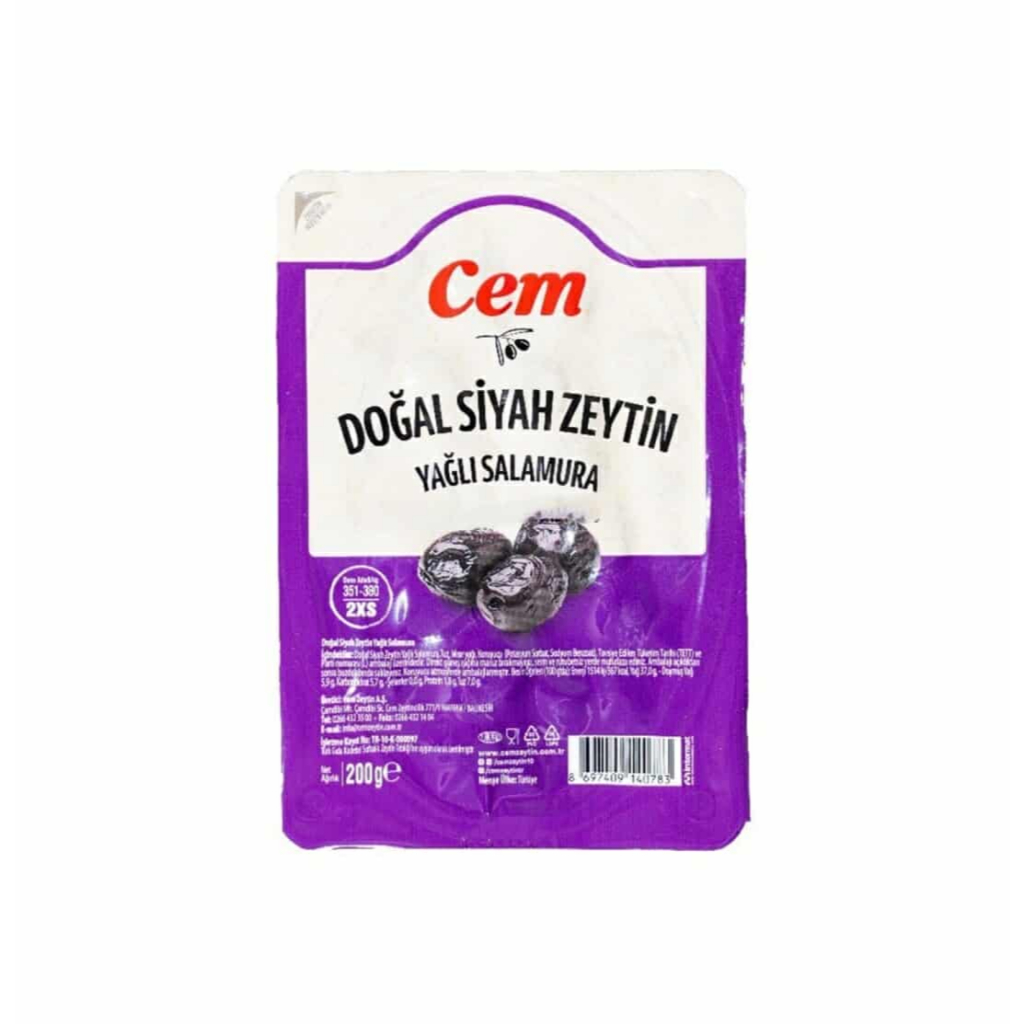 Black olives มะกอกดำตุรกี ขนาด 200 กรัม แบรนด์ Cem พร้อมจัดส่ง