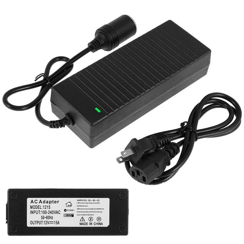 อแดปเตอร์แปลงไฟ 220V เป็น 12V 15A 180W ใช้กับซ็อกเก็ตจุดบุหรี่รถยนต์ สำหรับรถยนต์ แปลงไฟบ้านเป็นไฟรถ