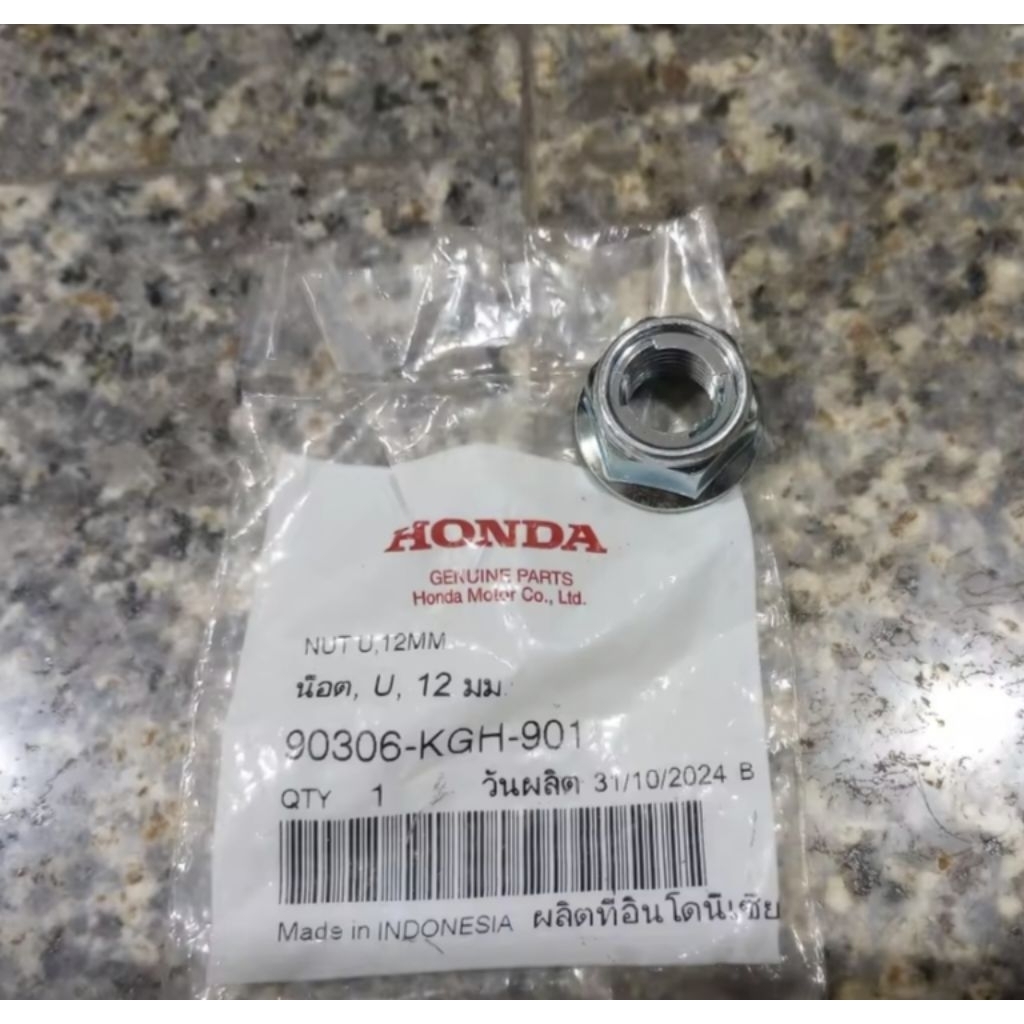 น็อตล้อ หน้า-หลัง 12มม. Wave, Dream, Click, Pcx, Sonic, Msx, Scoopy-i แท้ศูนย์Honda 90306-KGH-901