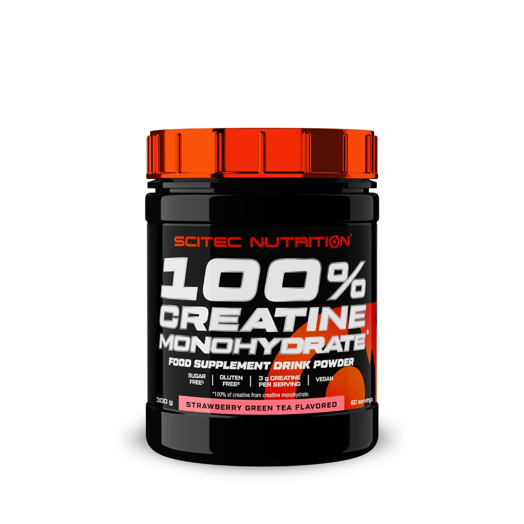 SCITEC NUTRITION Creatine Monohydrate 300g Strawberry Green Tea ครีเอทีน เพิ่มแรง เพิ่มมวลกล้าม ฟื้นตัวเร็ว