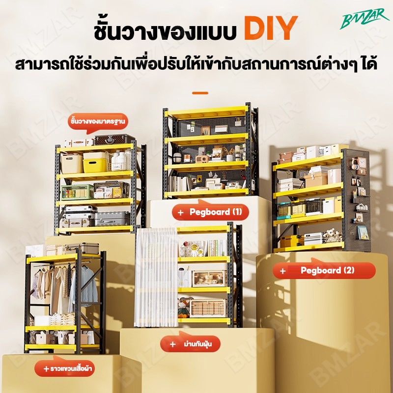 BMZAR 💪คานเหล็กหนาแน่น💪ชั้นวางของ 200cm ชั้นวางเหล็กแบบหนา Warehouse shelf รับน้ำหนักได้ 1500KG รูปที่ 3
