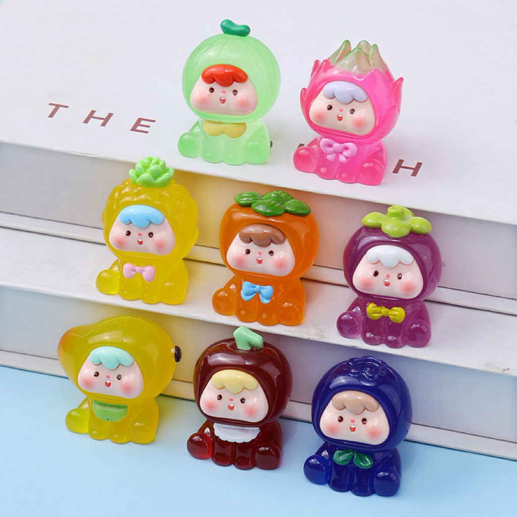 (8 ชิ้น/แพค) ผลไม้ 3D เรืองแสง 8 รูปแบบ*ไม่ซ้ำเครื่องประดับเรซิ่นอุปกรณ์เสริม DIY พร้อมส่งในไทย
