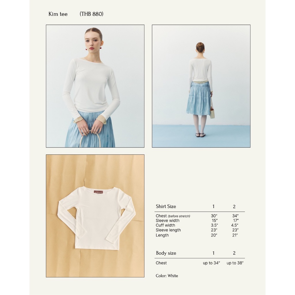 Pudee Kim  Tee เสื้อยืดแขนยาวคอปาด - รูปที่ 3