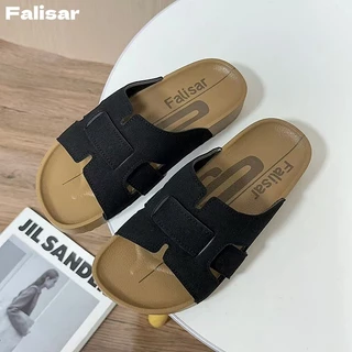 Falisar แตะหญิงเกาหลี พื้นหนาสบาย กันน้ำได้ กันลื่นดี ลุควินเทจคลาสสิก 36-41 สีสวยครบ รุ่น B55-2