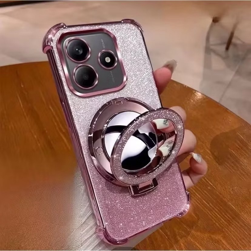 เคสกระจก ตั้งได้ สำหรับ OPPO A6C A6T A6 A6X A5i A3 A3X A5X A5PRO A6PRO X9Ultra เคสกระจกสวยหรู กากเพชร แหวนกระจก 2in1 BB1