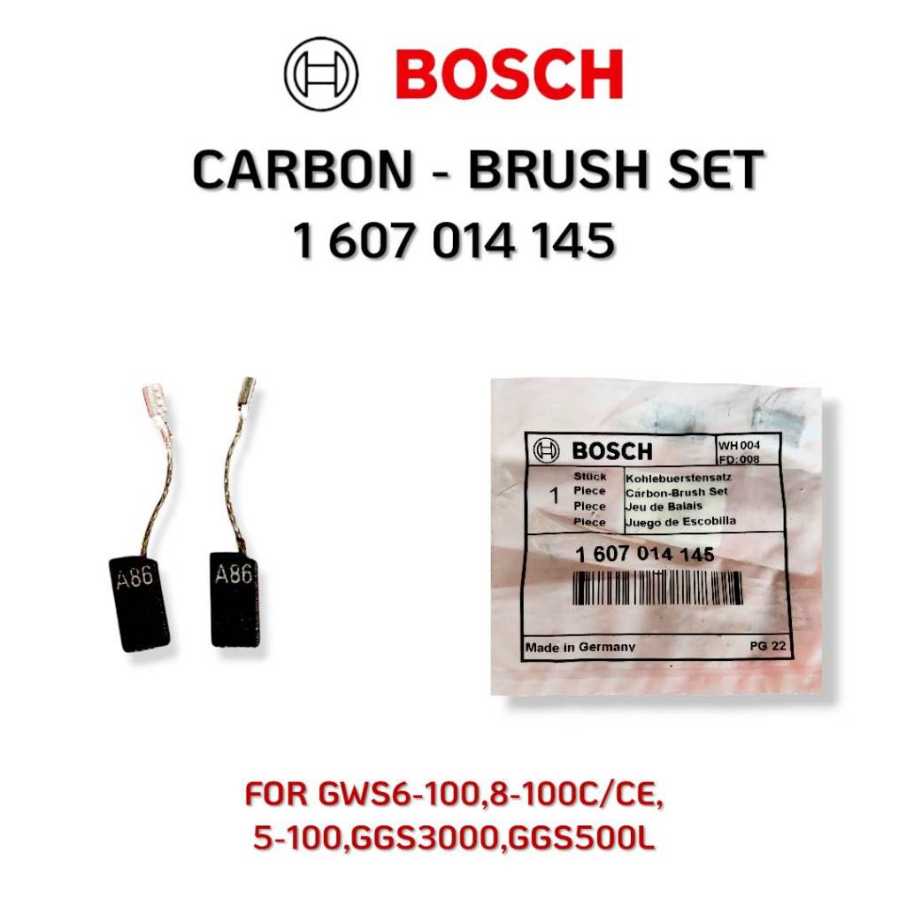 Bosch แปรงถ่าน 1 607 014 145 สำหรับเครื่องมือไฟฟ้า Bosch รุ่น GGS3000L, GGS5000L, GWS5-100, GWS 6-100, GWS 8-100 ของแท้