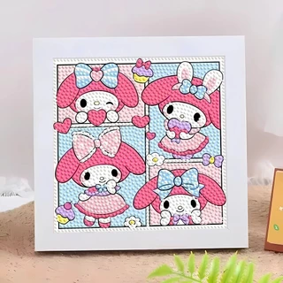 ครอสติสคริสตัล ภาพครอสติสคริสตัล ลายซานริโอ้น่ารัก ภาพวาดเพชร DIY 17.5*17.5cm ของเล่นเด็ก การทำสมาธิ