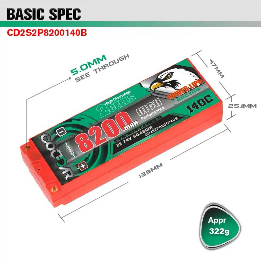 CODDAR Lipo 2s 7.4V 8200mAh 140c