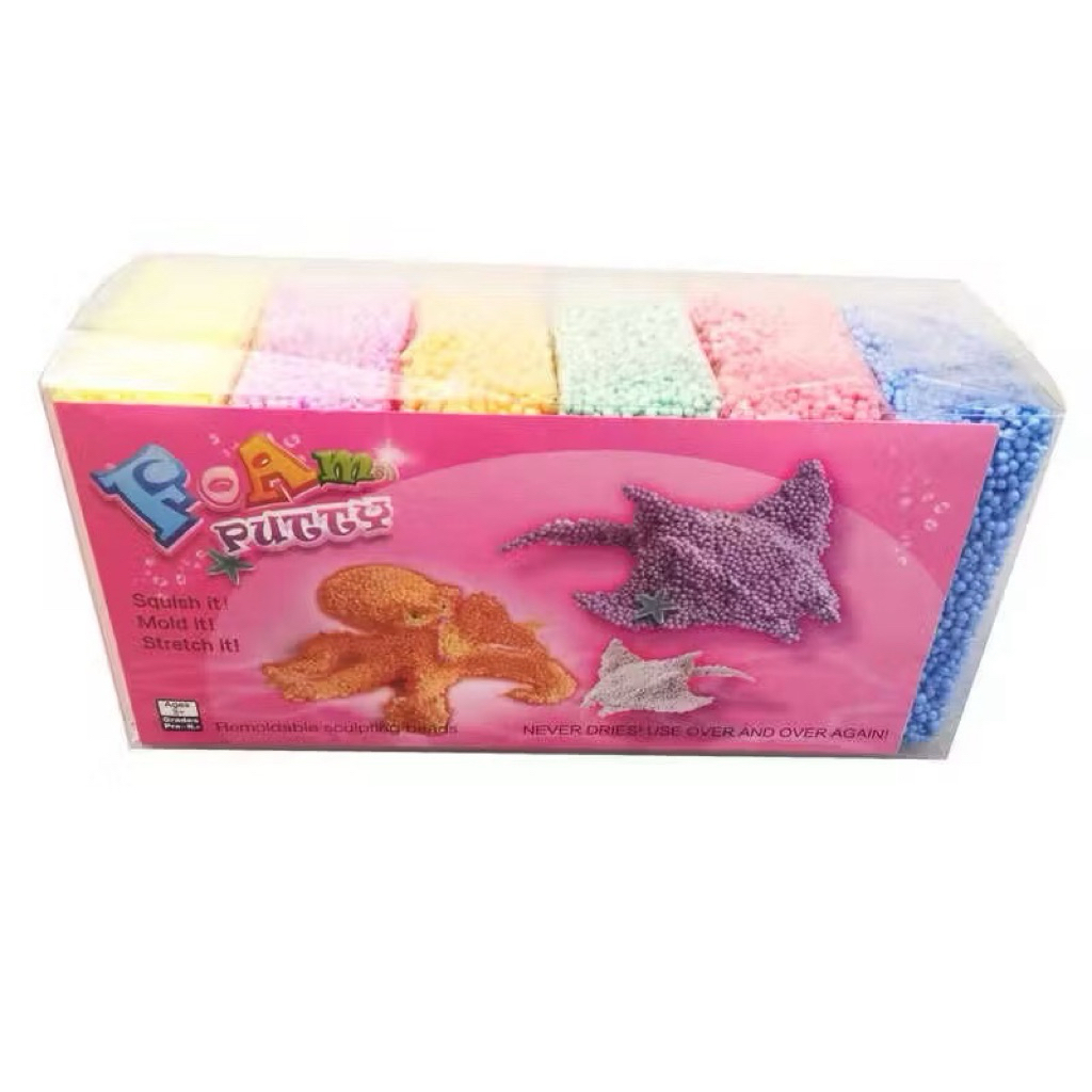6 สี Foam putty Set โฟมปั้นได้ ของเล่นเสริมพัฒนาการ 3 ปี 🎨 Foam Clay Play Lookmaebaby
