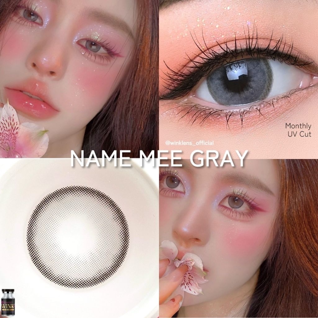 คอนแทคเลนส์ มี อย.ไทย รุ่น NAME MEE มีสี Gray/Brown  สีเทา/ตาล  มีค่าสายตา (0.00)-(-6.50) รายเดือน