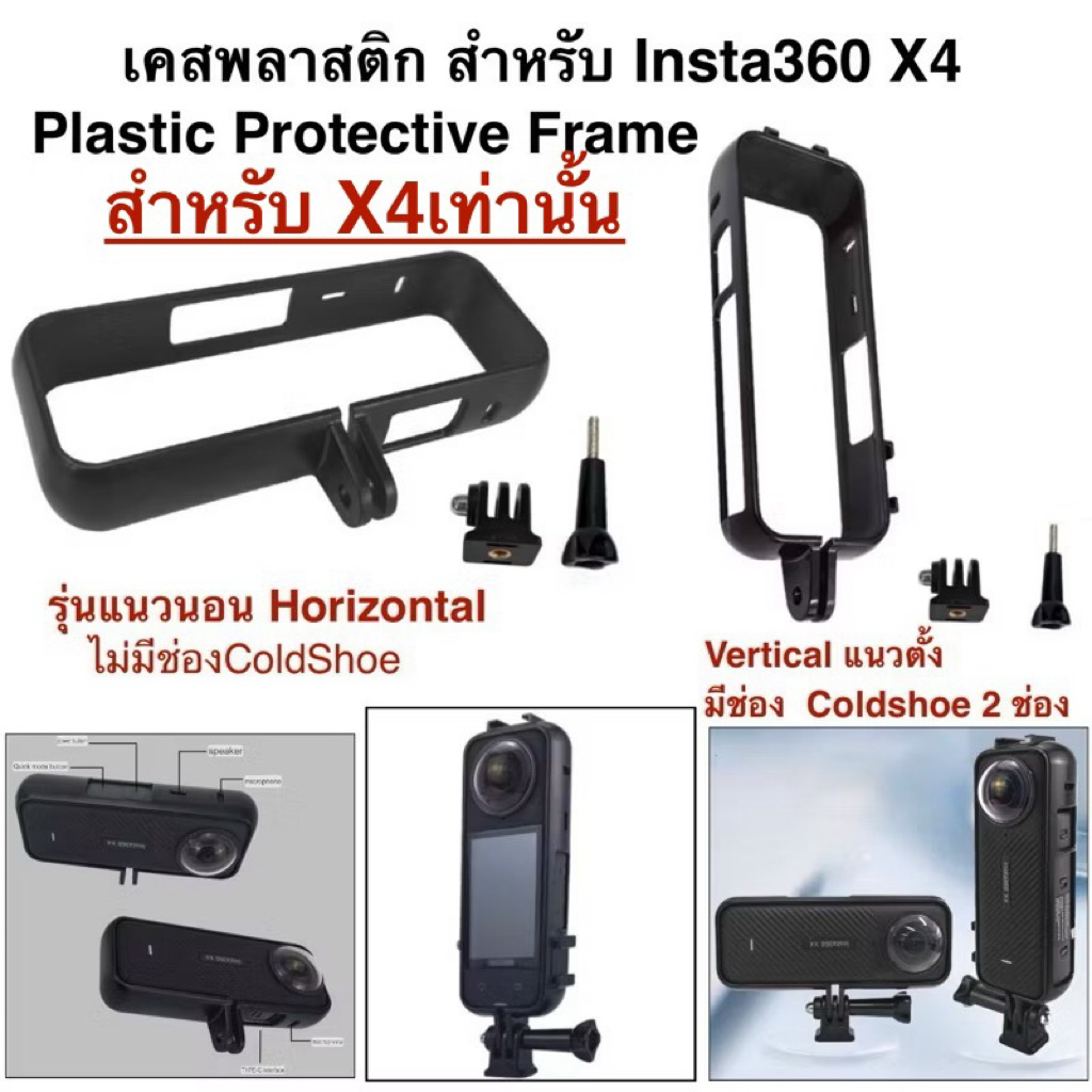 TUYU เคส พลาสติก  INSTA360 X4 แบบ แนวนอน หรือ แนวตั้ง Horizontal or Vertical PLASTIC FRAME for Insta360 X4 เฟรม ราคา ถูกที่สุด ดีลบีเคเค