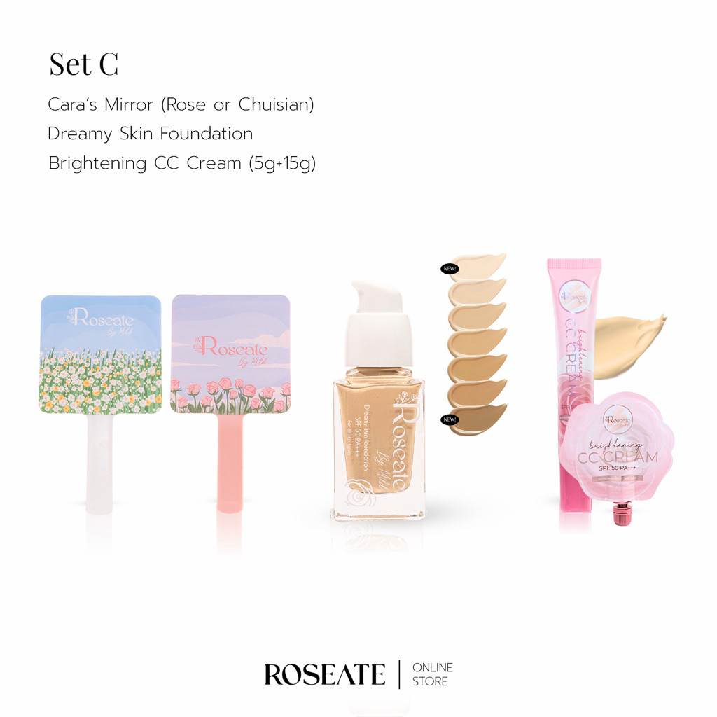Cara’s Mirror SET C กระจกแต่งหน้า+รองพื้น+CC Cream Roseate By Mild