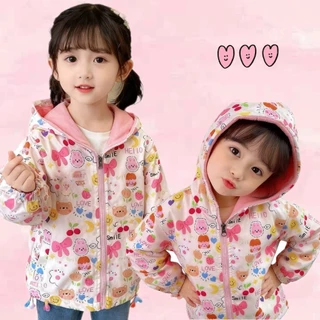 BB064 เสื้อกันหนาวเด็ก มีฮู้ด ลายน้องหมีชมพู น่ารัก