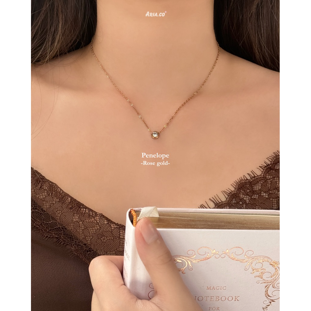 Penelope สร้อยคอ Stainless steel ไม่ลอกไม่ดำ ปรับขนาดได้ มี3สี-Aria.co