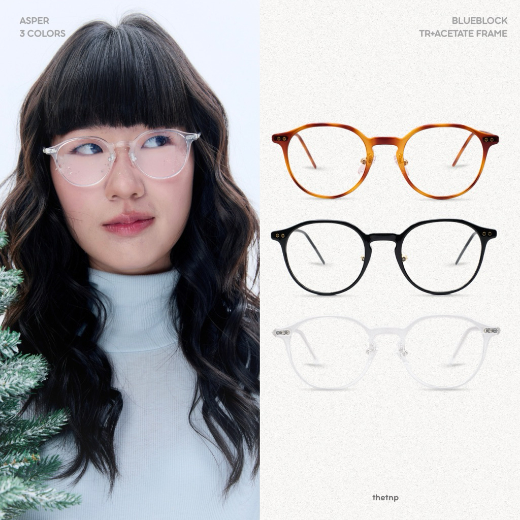 Thetnp แว่นรุ่น "Peggy" แว่นกรองแสงสีฟ้า ป้องกันแสง uv400 กรอบ TR+acetate น้ำหนักเบา