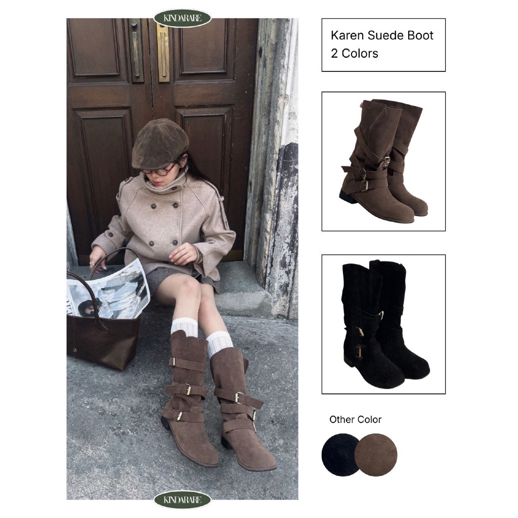 KINDARARE - Karen Suede Boots (รองเท้าบูทหนังกลับ) (พร้อมส่ง 2 สี)