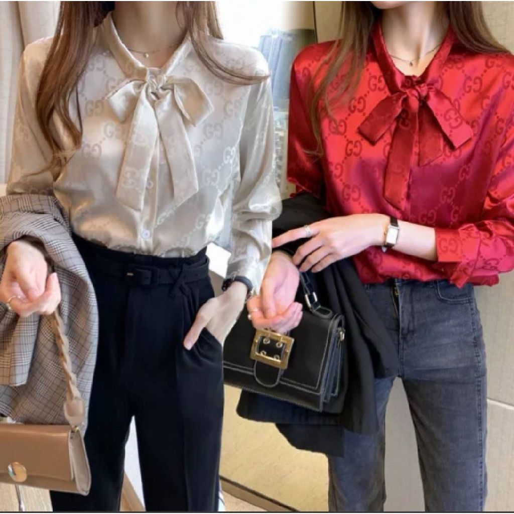 เสื้อเชิ๊ตผู้หญิง GG Working woman เสื้อใส่ทำงาน หรู และสุภาพ แบบโบว์