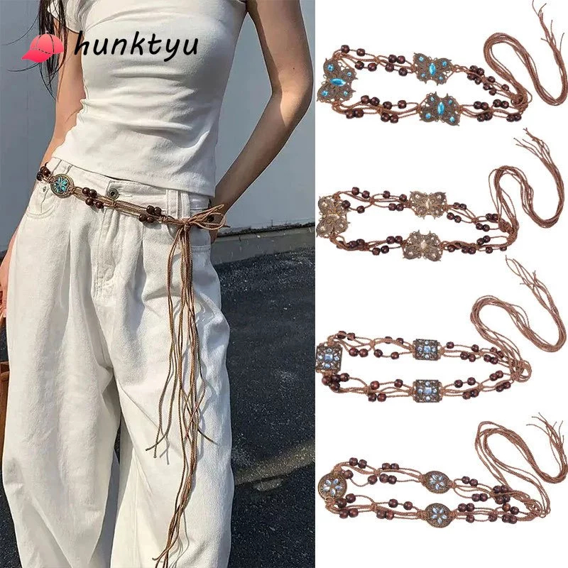 COD🔥โซ่คาดเอว สไตล์ชาติพันธุ์  ผู้หญิง  เครื่องประดับเอว โบฮีเมียน เชือกผูกเอว ย้อนยุค เข็มขัด-วันหยุดสไตล์เชือกเอว
