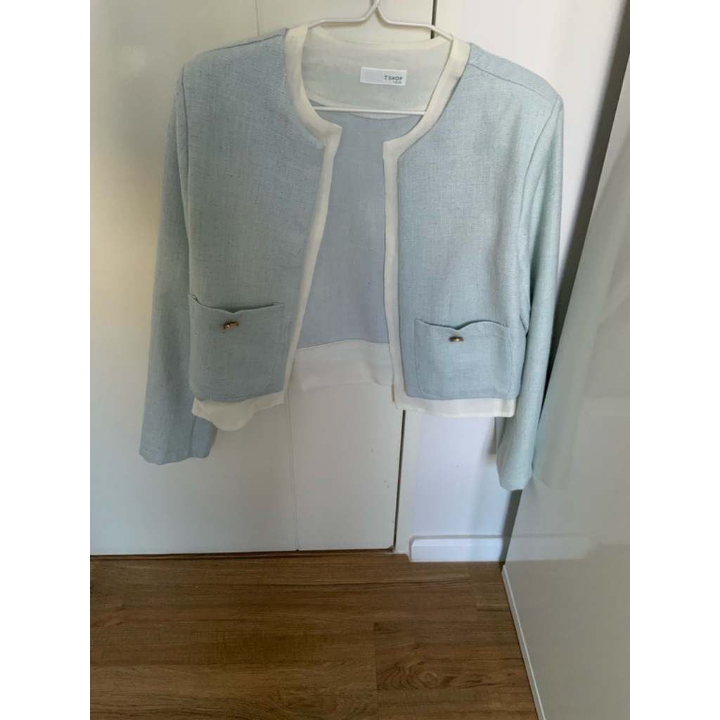 เสื้อคลุมตัวสั้นสีฟ้าแบรนด์Tshop