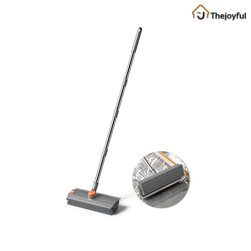 Thejoyful ไม้ขัดพื้น แปรงถูพื้นอเนกประสงค์ floor brus 3in1 ขัดถูปาดน้ำในตัวเดียว หัวแปรงหมุนได้ 360องศา แปรงรูปตัว V