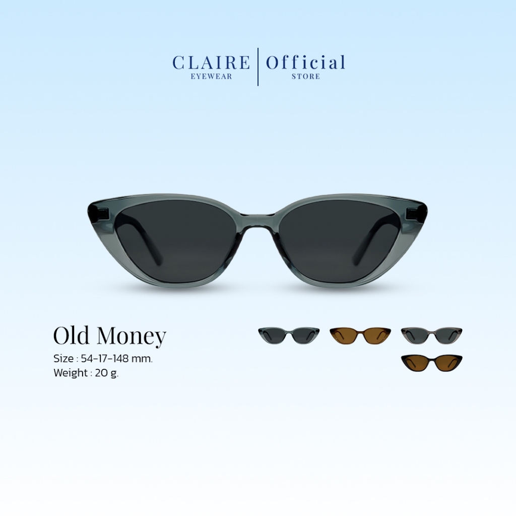 CLAIRE : (OM) แว่นกันแดด รุ่น Old Money แว่นกันแดด UV400
