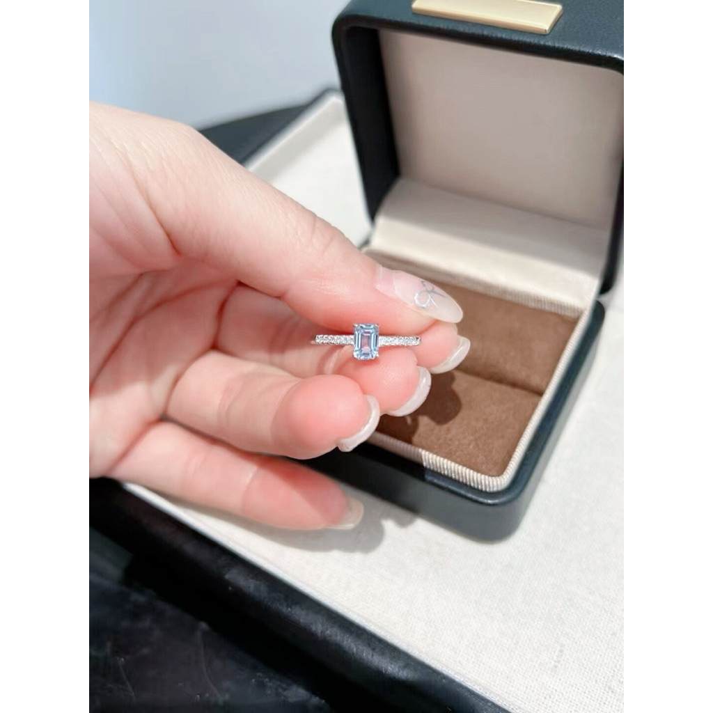 ( AB24 ) แหวนพลอยแท้  แหวนเงินแท้ 92.5% มีใบรับประกัน |พร้อมกล่องหนัง | แหวนปรับขนาดเองได้