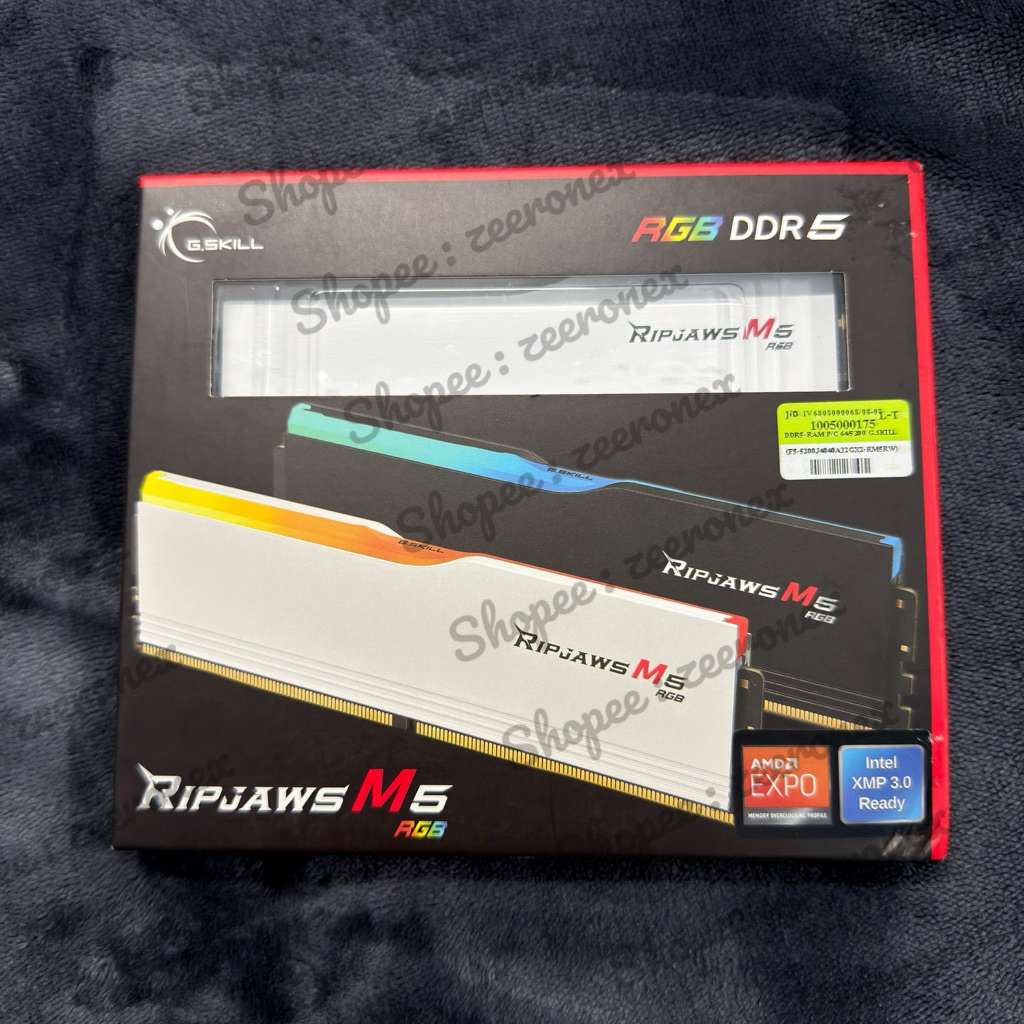 G.SKILL RIPJAWS M5 RGB WHITE 64GB (32GBx2) DDR5 5200MHz RAM (หน่วยความจำ) แรมมือหนึ่ง