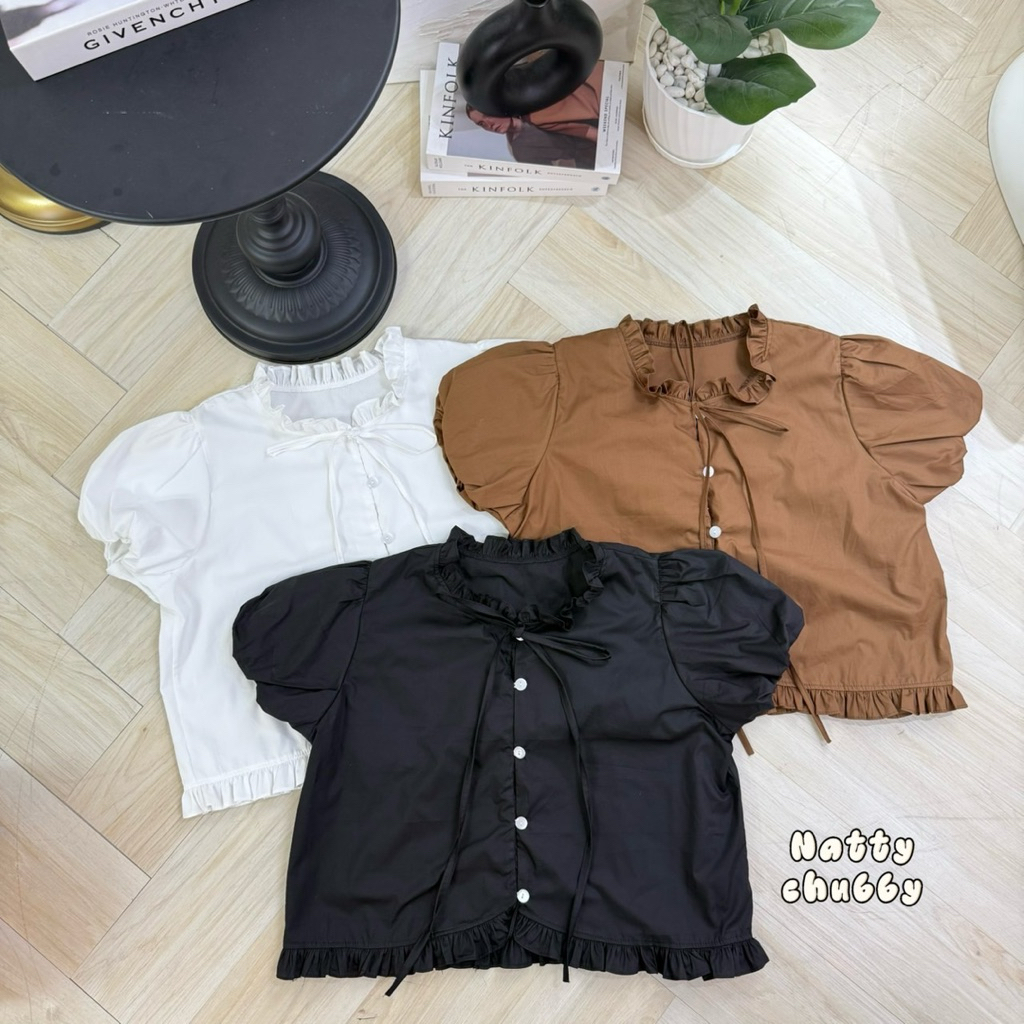 (NT) เสื้อแขนบอลลูน แต่งปกและชายระบาย น่ารักๆ แอบเรียบร้อย ใส่ทำงานได้ เสื้อผ้าสาวอวบอ้วน พลัสไซส์ ไซส์ใหญ่ - รูปที่ 7