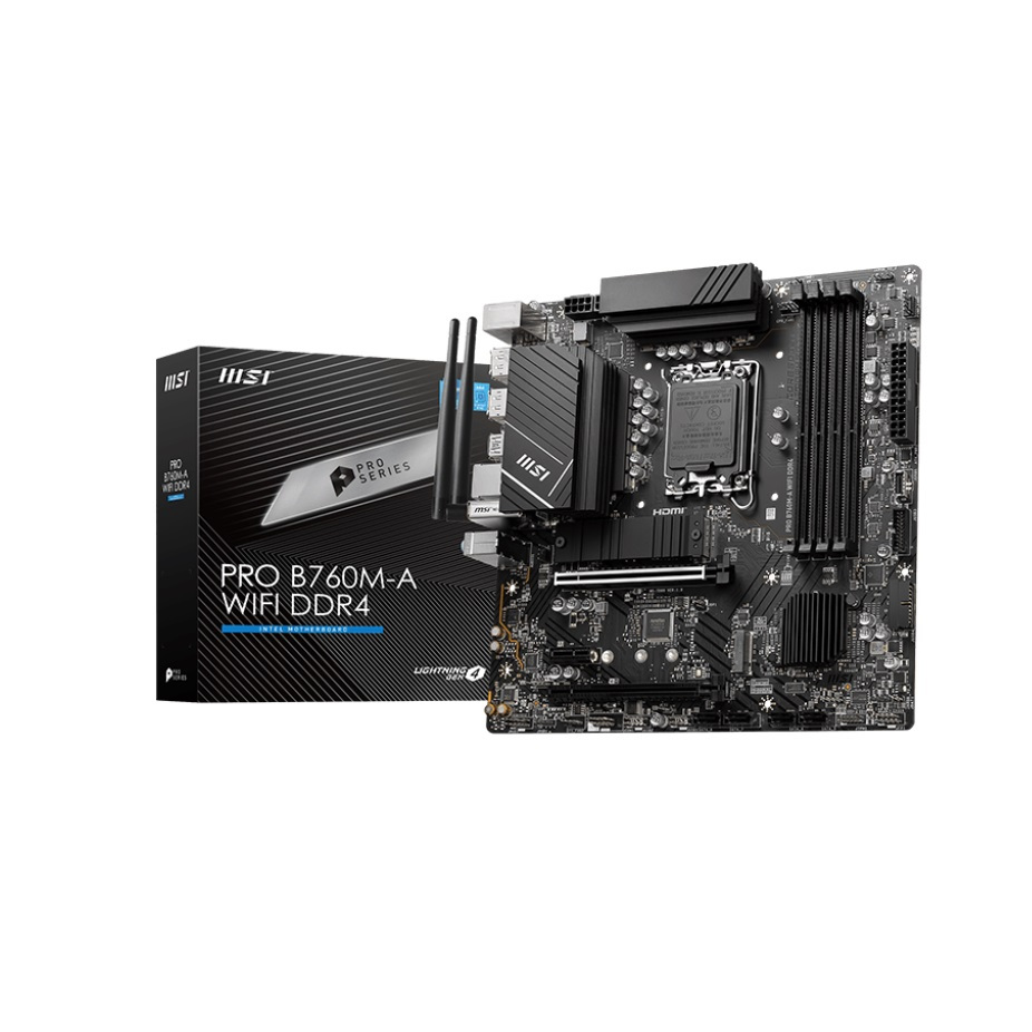 MSI PRO B760M-A WIFI DDR4 Intel LGA1700 mATX Motherboard เมนบอร์ด