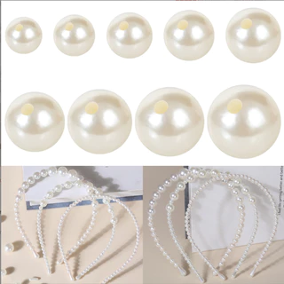 ลูกปัดไข่มุกจําลอง ABS ขนาด 3-20mm สีขาว สีชมพู สีเบจ รูตรง ลูกปัดมุกกลม สำหรับงาน DIY งานประดิษฐ์