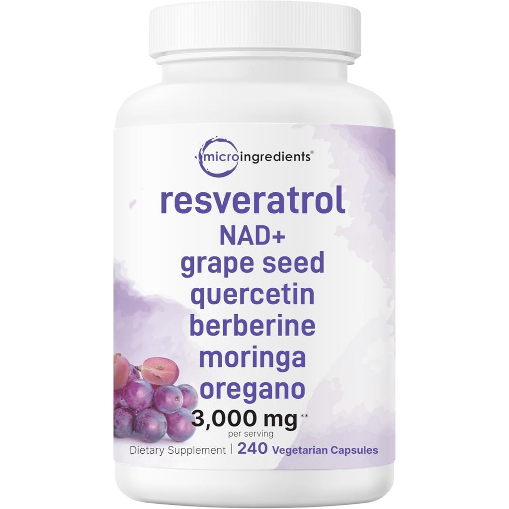 Micro Ingredients Resveratrol NAD Complex 11 in 1 with Quercetin Berberine Grape Seed 3000mg 240 Veggie Caps (No.4041) ราคา ถูกที่สุด ดีลบีเคเค แกลเลอรีภาพที่ 2