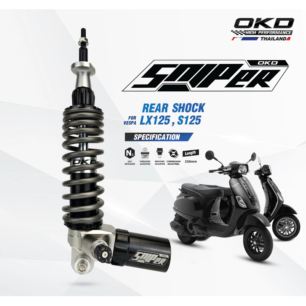 โช๊คหลังVespa รุ่นSniper ยาว350mm /Vespa LX150