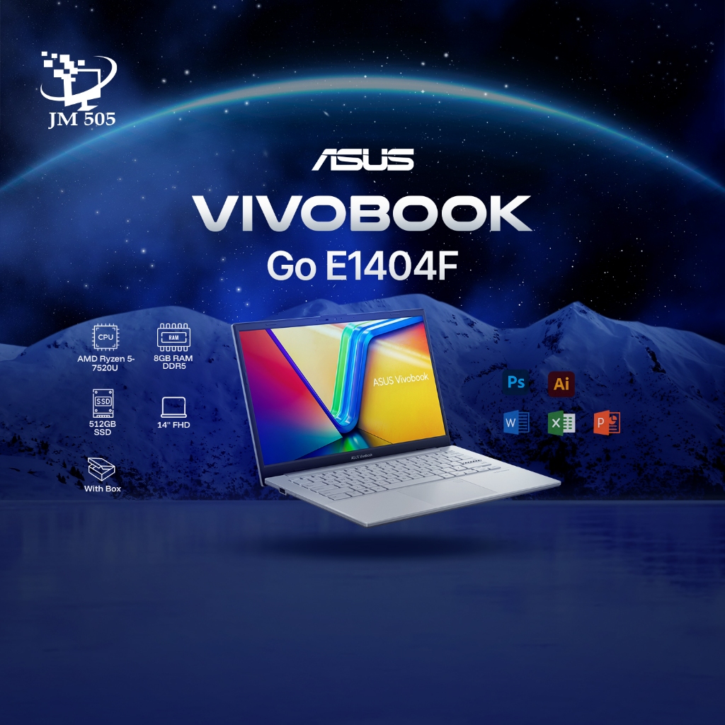 Asus VivoBook Go E1404F-AEB888WS Laptop | AMD Ryzen 5-7520U-FULL BOX