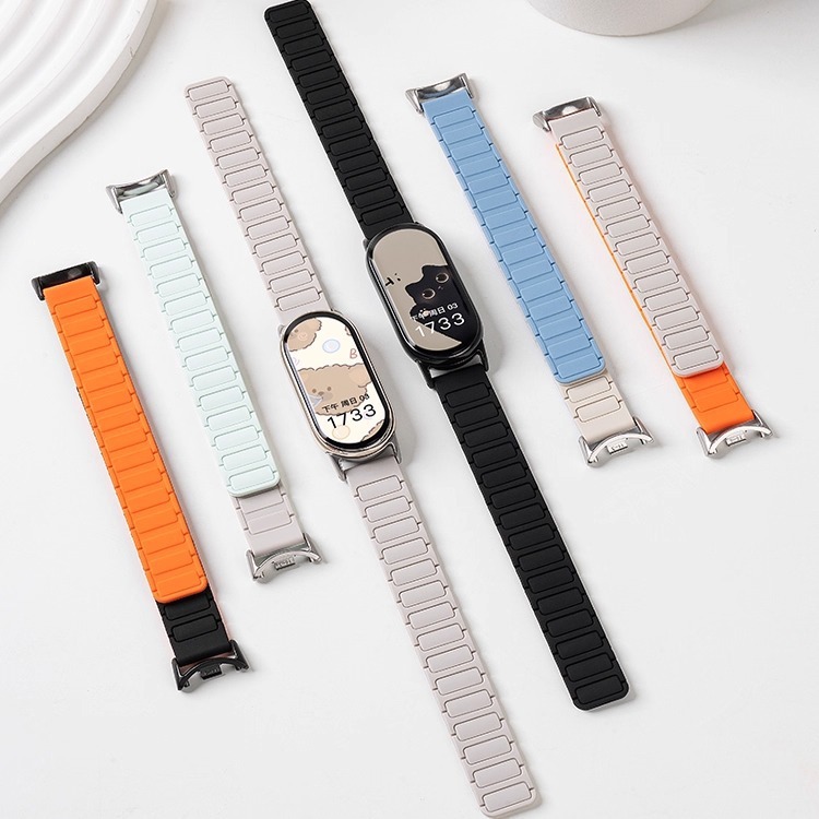 สําหรับ เสี่ยวหมี่ สมาร์ทวง Xiaomi Smart Band 8/9/10  สายรัดซิลิโคนแม่เหล็กเปลี่ยนวงกันน้ํากีฬา
