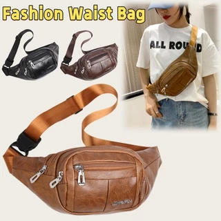 24ชม. Fashion การจัดส่ง กระเป๋าคาดเอวกันน้ําหนัง PU ความจุขนาดใหญ่สําหรับนักธุรกิจกีฬาผู้ชายs กระเป๋าสะพายข้าง