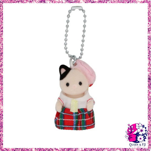 Sylvanian Families Charcoal Cat Keychain (Sailor Uniform), EPOCH
