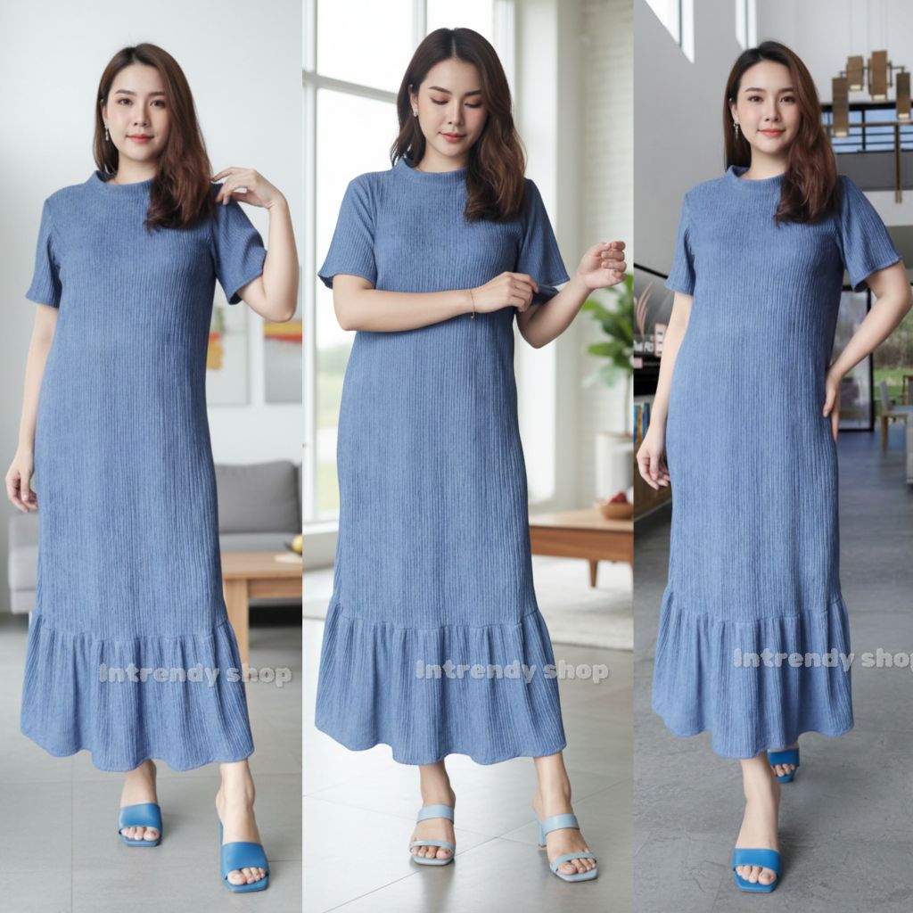 ใหม่.เดรสผ้ายืดท็อฟฟี่ชายระบาย Long ,rayer Dress B161( อก:36 – 46 นิ้ว) ใส่สวย. ราคา ถูกที่สุด ดีลบีเคเค แกลเลอรีภาพที่ 7