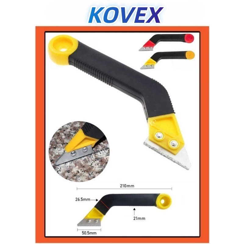 KOVEXมีดขูดลอกยาแนว(ถอดเปลี่ยนใบมีดได้) มีดขูดร่องยาแนวกระเบื้อง เซาะร่องหินอ่อน แกรนิตโต้ กระเบื้อง