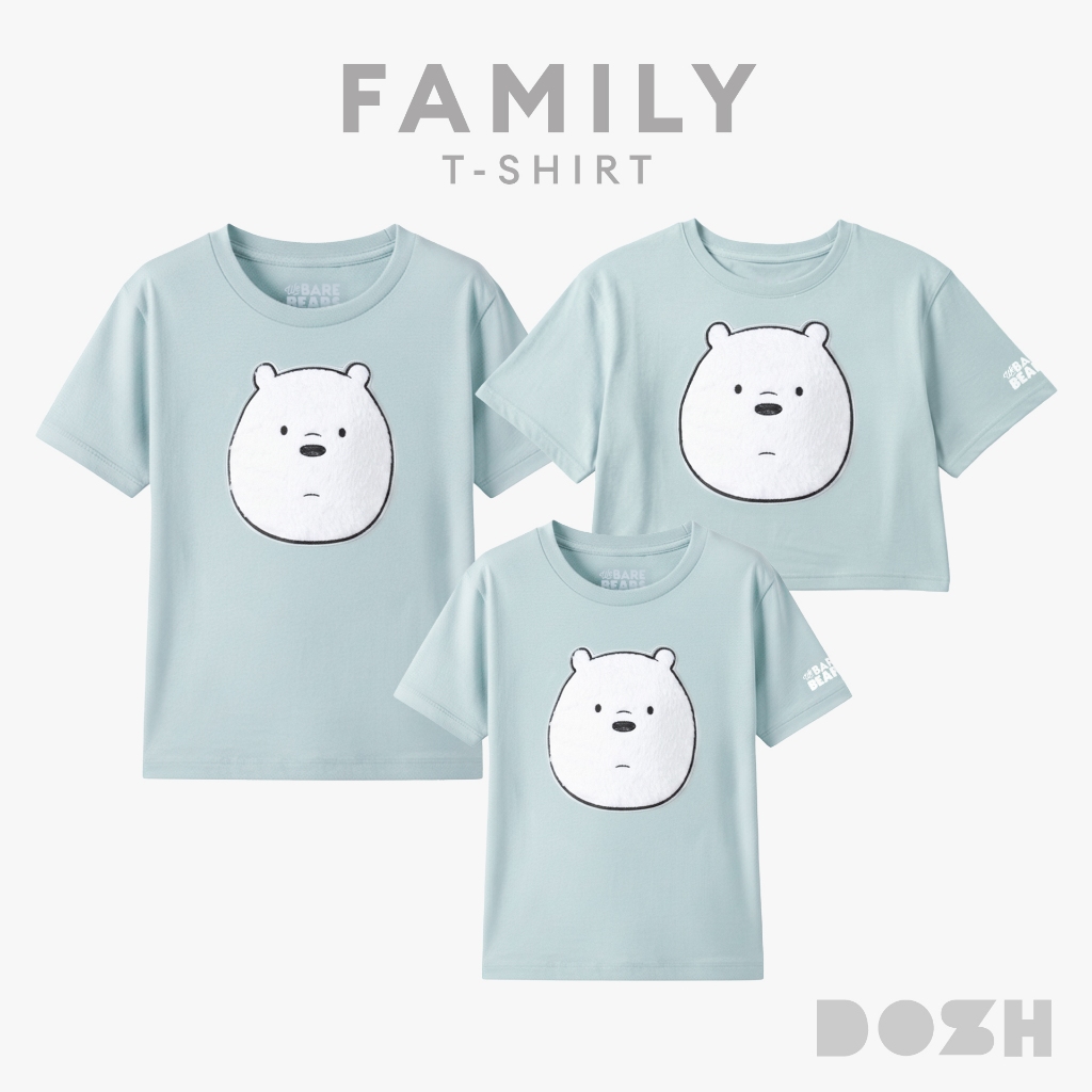 DOSH เสื้อยืดครอบครัวลาย WE BARE BEARS สีเขียว DBBMT5039-DBBWT1025-DBBBT5035-GR25