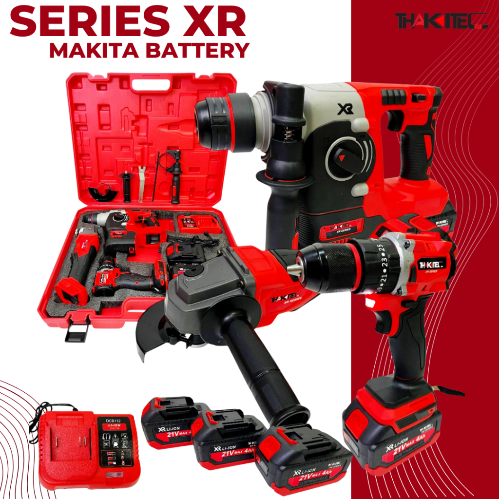 (XR SERIES) THAKITEC ชุดเครื่องมือช่างไร้สาย BL MOTOR สว่านกระแทก+เครื่องเจียร์+สว่านโรตารี แบตลิเธียมโฉมใหม่ XR 21VMAX