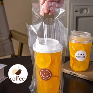 QL Coffee ถุงแก้วใส หรูหรามาก ใส่แก้วได้ 16-22 ออนซ์ (50ใบ/แพ็ค) 2GRL