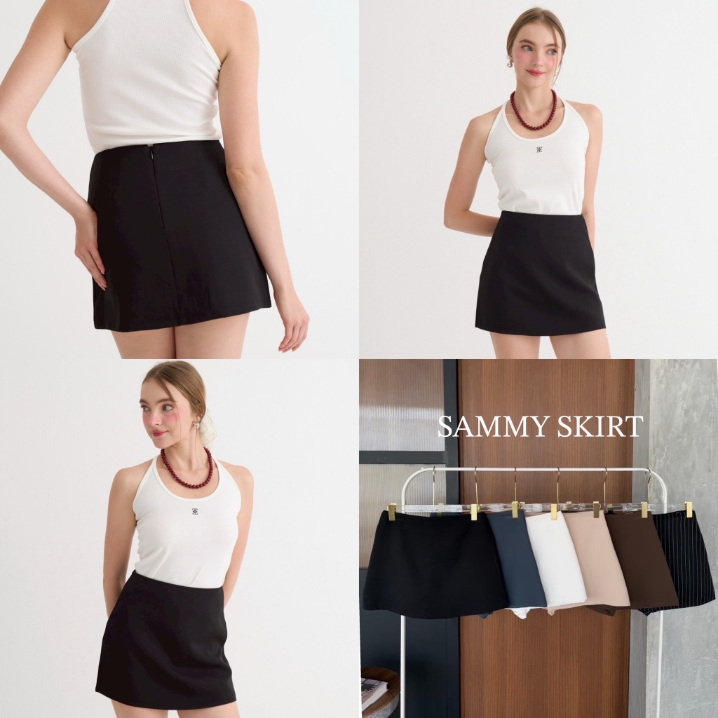 Sammy กระโปรงกางเกง (กระโปรงรอบ) มีซับในทั้งตัว ผ้าเปเป้ Size S-3XL สาวอวบใส่ได้ AOMMKOSHOP - K888