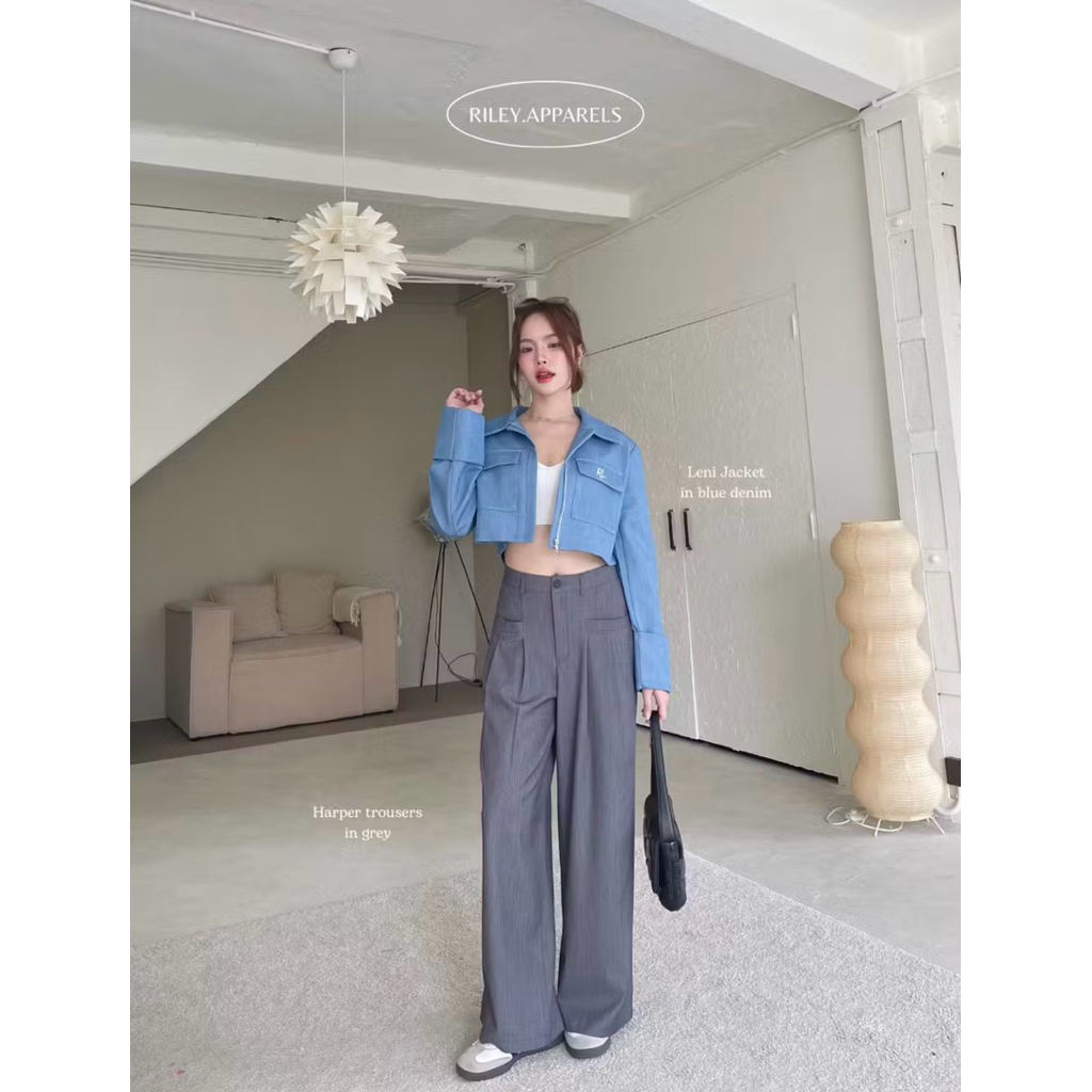 (📍New in Pack) Harper Trousers จากร้าน Riley.Apparels กางเกงขายาวสีเทา