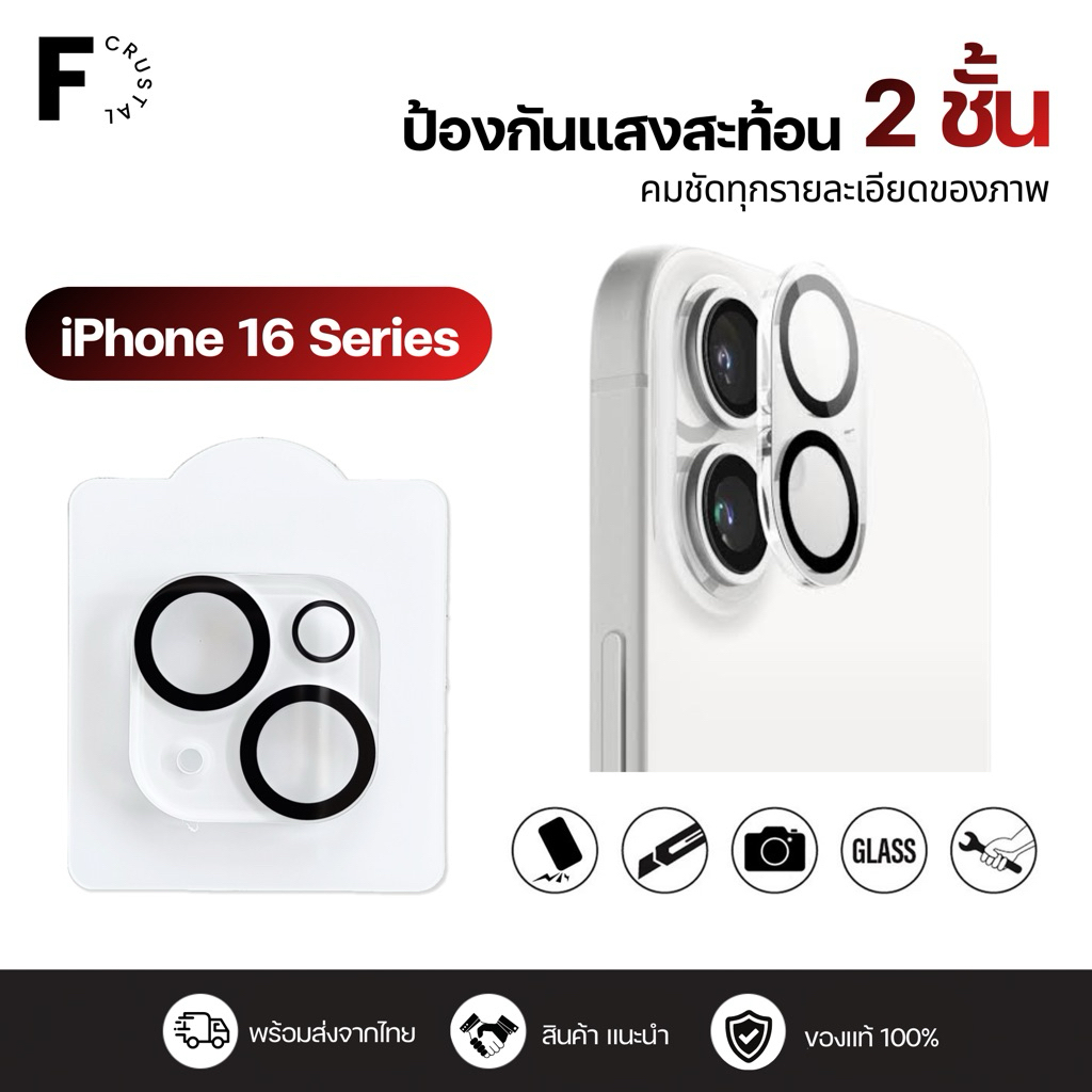 ฟิล์มเลนส์กล้อง ครอบใส สำหรับ iPhone รุ่น i16 i16Pro i16Plus i16Promax i16e แบบใส ครอบทั้งเลนส์