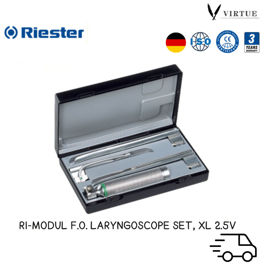 Riester RI-MODUL F.O. /LARYNGOSCOPE SET, XL 2.5V  MILLER BLADE NO.2,3,4 เครื่องมือส่องหลอดลม RIE-810