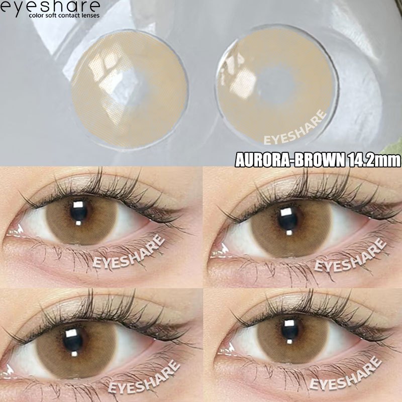 {COD}-AURORA/OCEAN คริสตัลคอนแทคเลนส์ 1 คู่ 14.2 มม.เลนส์สีเทาขนาดเล็กรายปีใช้คอ