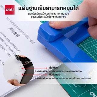 เครื่องเย็บกระดาษหมุน 360° Deli รุ่น 0434 เย็บได้สูงสุด 25 แผ่น (6สี)(จำหน่าย 1 ชิ้น)